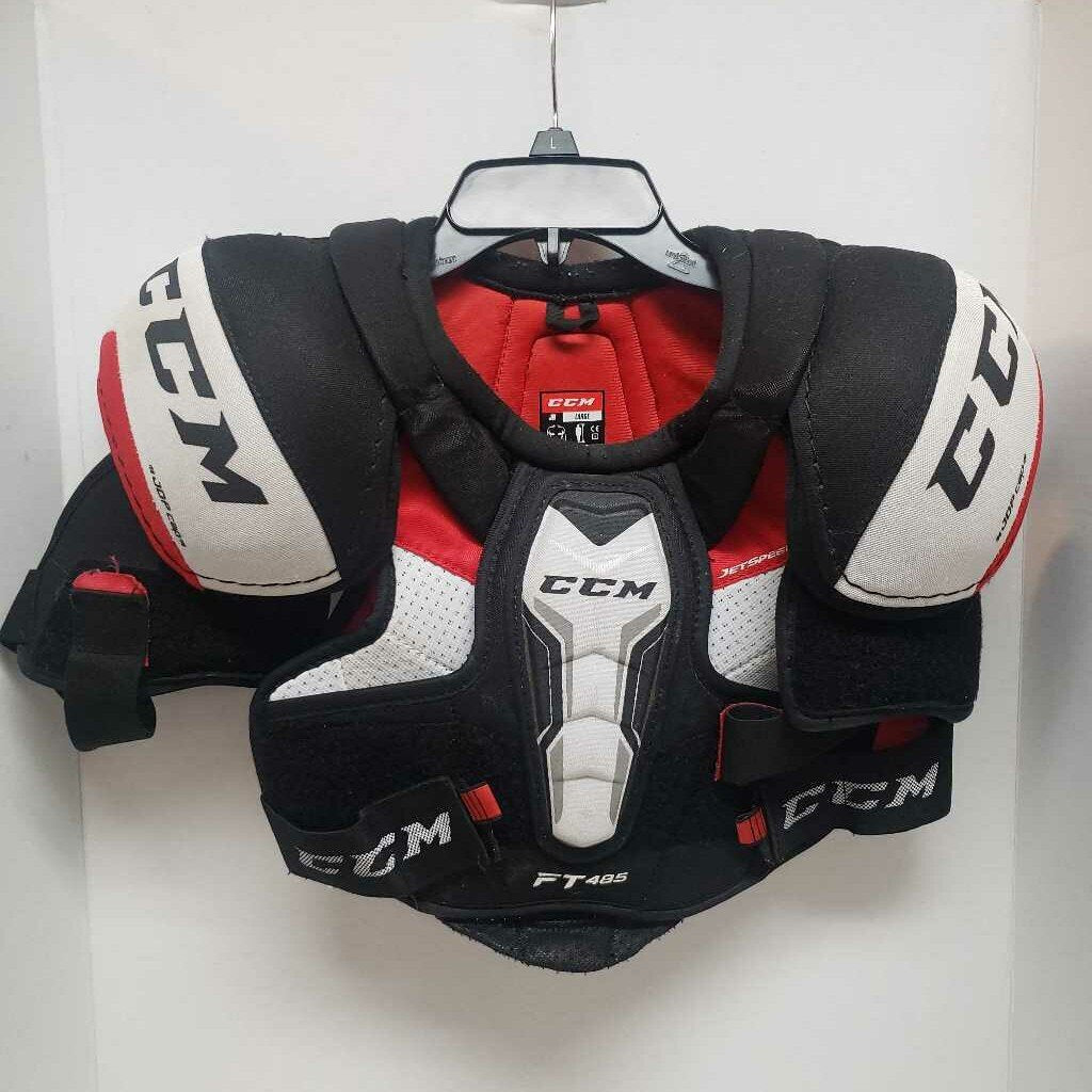 CCM Jetspeed FT485 Hockey Shoulder Pads Black/Red/White Size Junior Large
