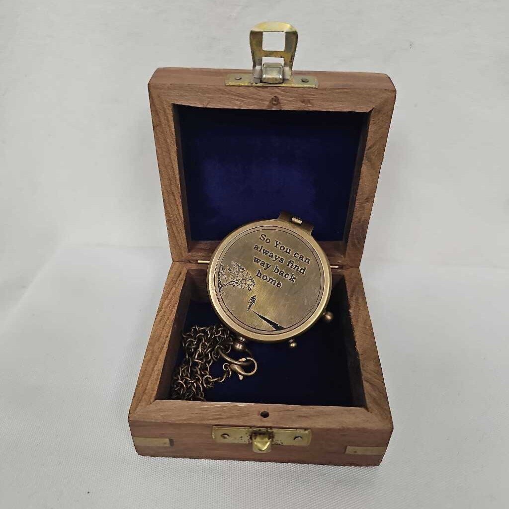 Antiquana "So You Can" Brass Compass