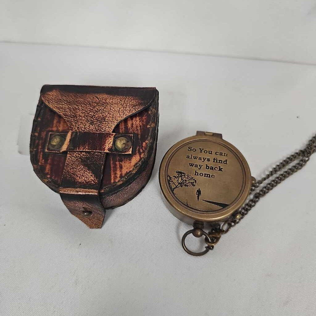 Antiquana "So You Can" Brass Compass