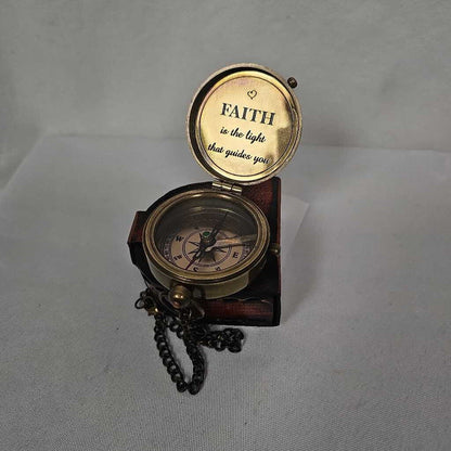 Faith Engraved Brass Compass