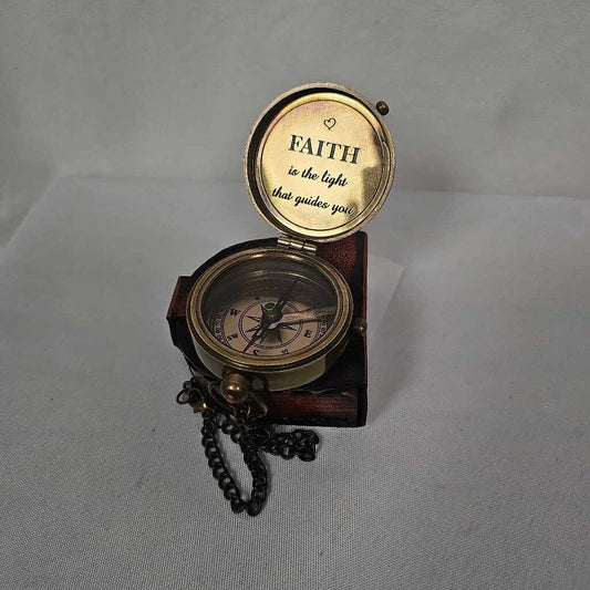 Faith Engraved Brass Compass