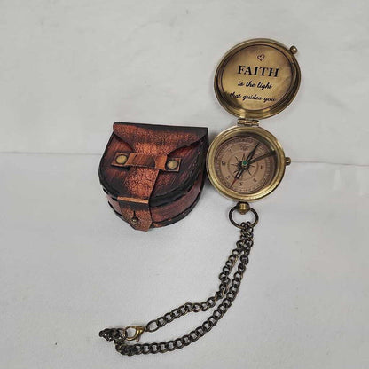 Faith Engraved Brass Compass