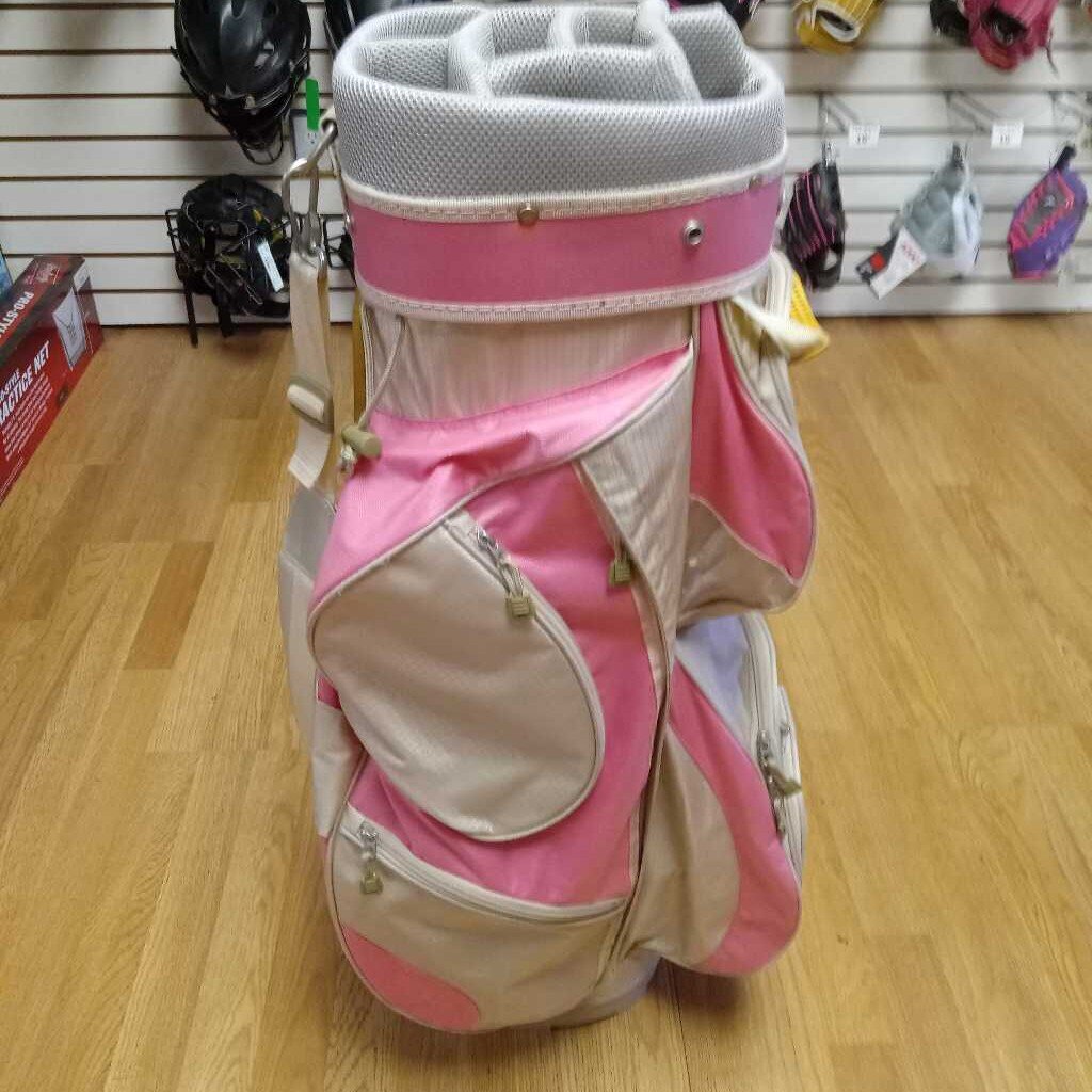 Womens Nexus 8 Way 8 Pocket Golf Cart Bag Pink/Beige Preowned