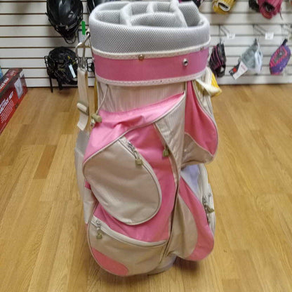Womens Nexus 8 Way 8 Pocket Golf Cart Bag Pink/Beige Preowned