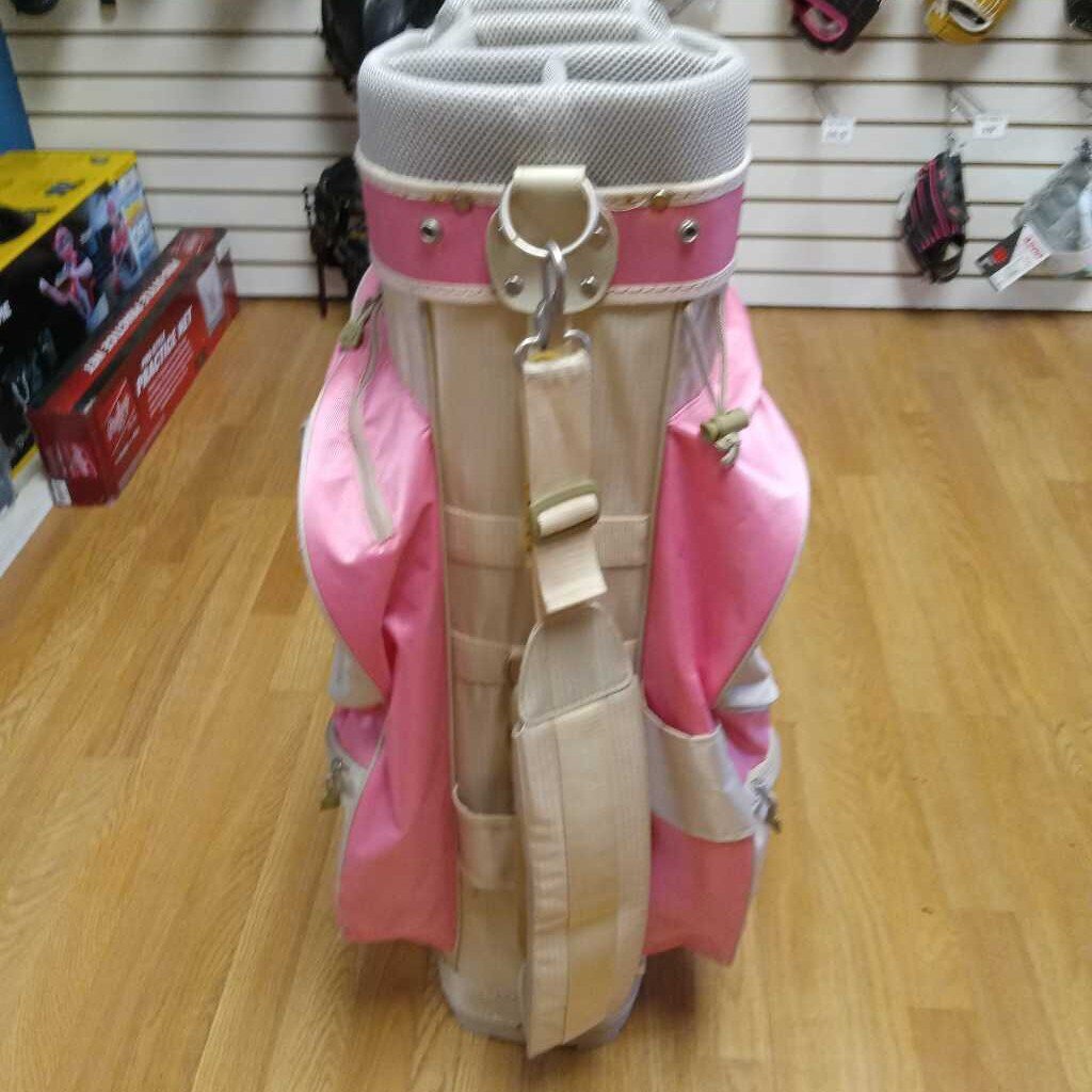 Womens Nexus 8 Way 8 Pocket Golf Cart Bag Pink/Beige Preowned