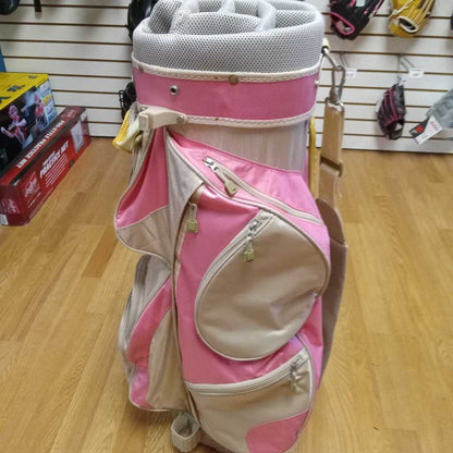 Womens Nexus 8 Way 8 Pocket Golf Cart Bag Pink/Beige Preowned