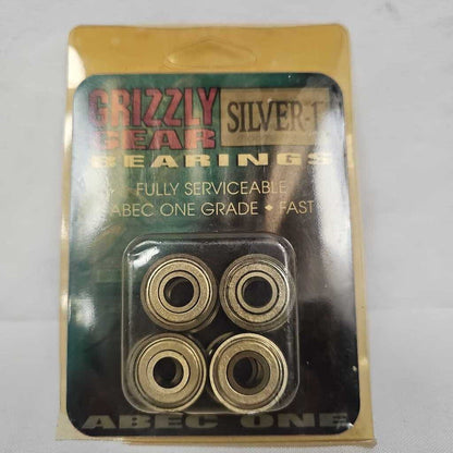 Grizzly Gear ABEC 1 Silver Bearings - 8 Pack