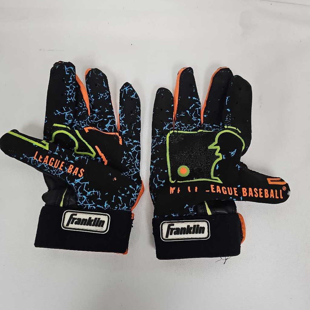 Franklin Major League Baseball Youth Batting Gloves - Pair | Youth X-Small | Black/Multi Color | Used