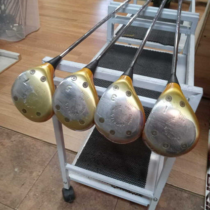 Ping Zing Karsten Persimmon Wood Set 1,3,5,7 Woods Mens Right Hand with Reg Flex Steel Shafts Preowned