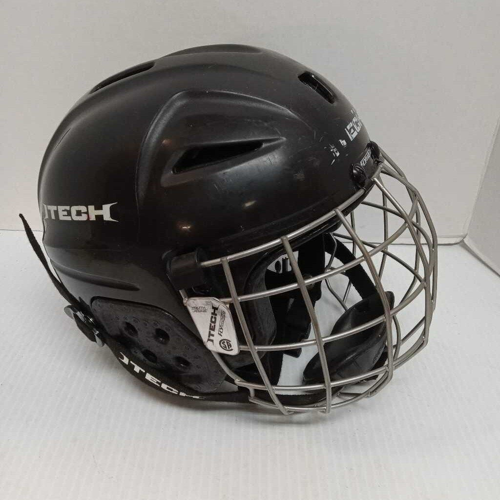 Itech Youth Hockey Helmet Combo Black Size Youth Small 6" - 6.75" Preowned (expired cert)