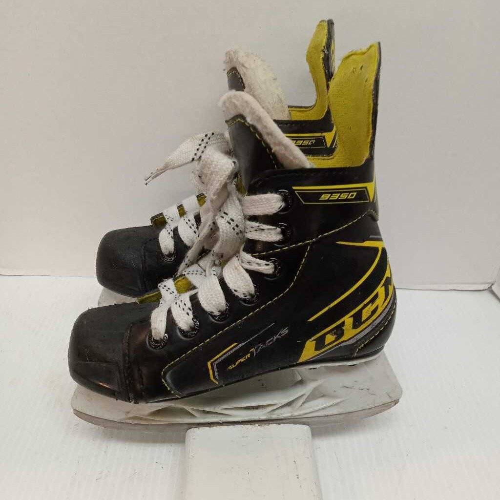 CCM Super Tacks 9350 Hockey Skates Black/Yellow Size Youth 13 Preowned