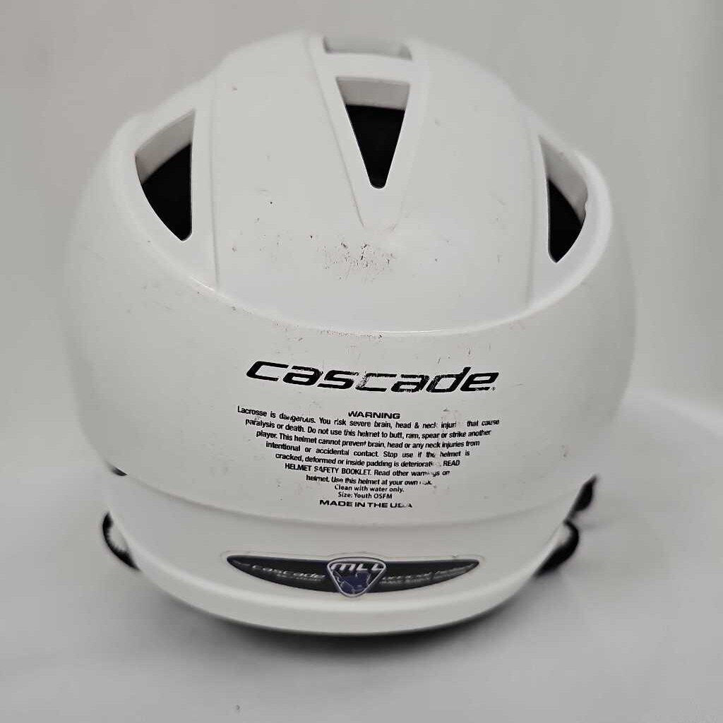 Cascade CS Youth Adjustable Lacrosse Helmet | White w/ Black Mask | Used