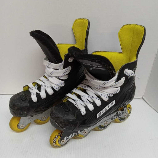 Bauer RS Inline Hockey Skates Black/Yellow Size 2 Preowned