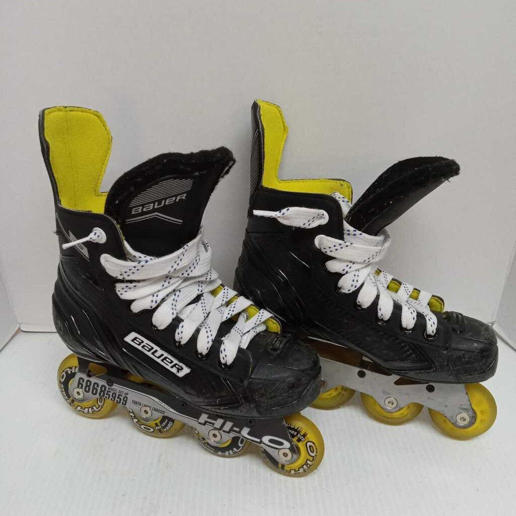Bauer RS Inline Hockey Skates Black/Yellow Size 2 Preowned