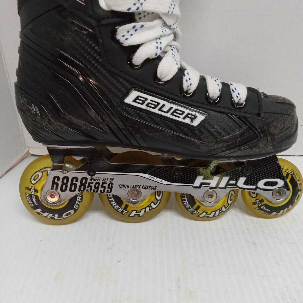 Bauer RS Inline Hockey Skates Black/Yellow Size 2 Preowned