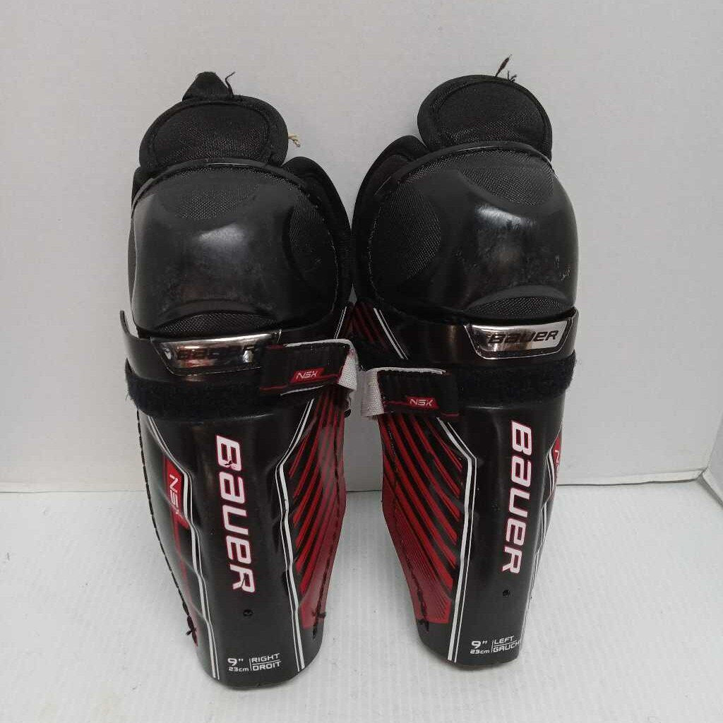 Bauer NSX Hockey Shinguards Black/Red Size Youth 9" Preowned