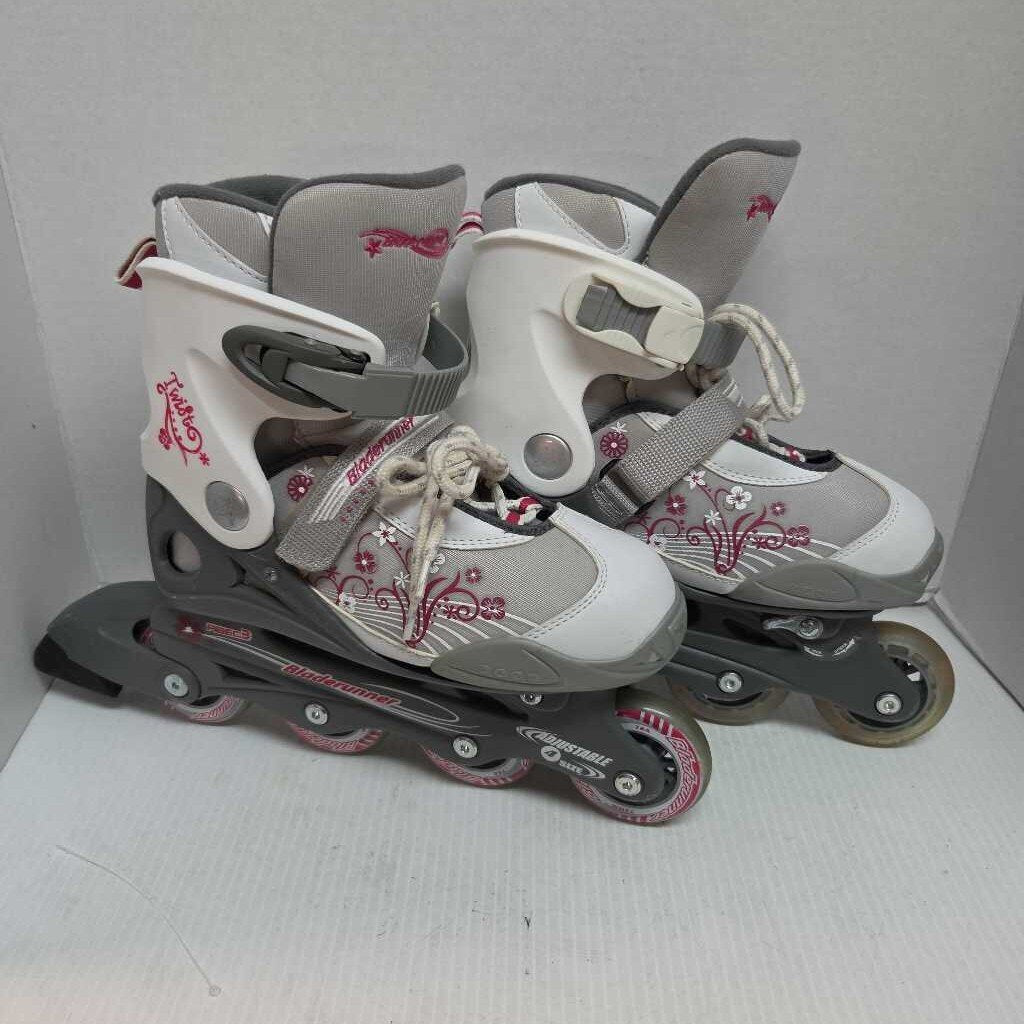 Bladerunner Twist Inline Skates White/Silver/Pink Size 4 - 7 Adjustable Preowned