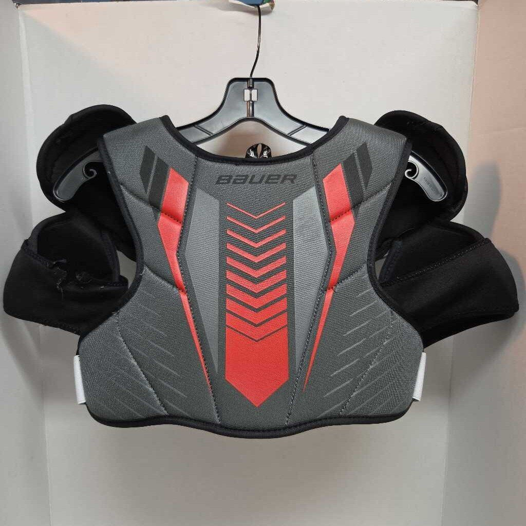 Bauer Lil Sport Hockey Shoulder Pads Black/Grey/Red Size Junior Large Preowned