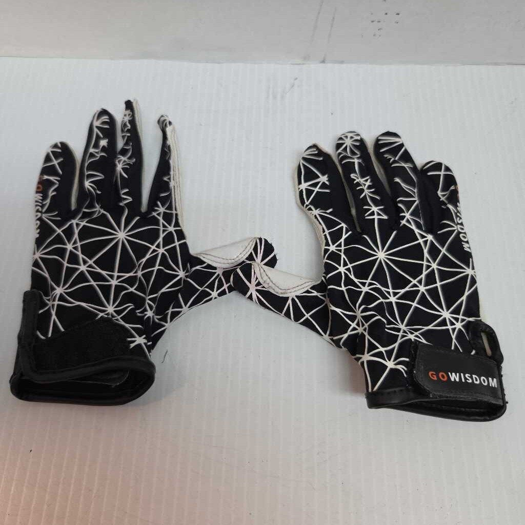 Go Wisdom Football Receivers Gloves White/Black Size Youth Large Preowned
