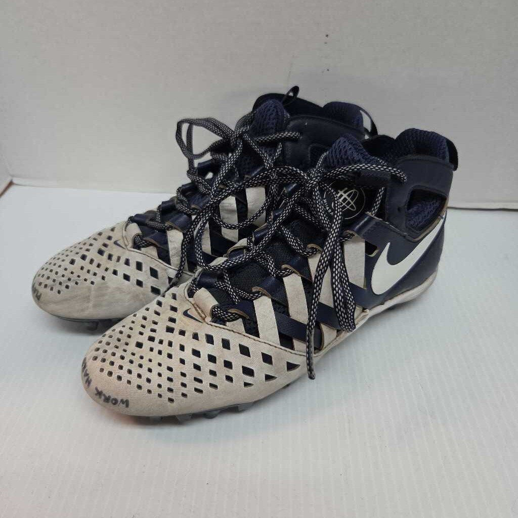 Nike Huarache Lacrosse/Football Cleats White/Navy Size 8.5 Preowned