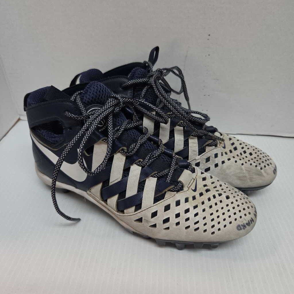 Nike Huarache Lacrosse/Football Cleats White/Navy Size 8.5 Preowned
