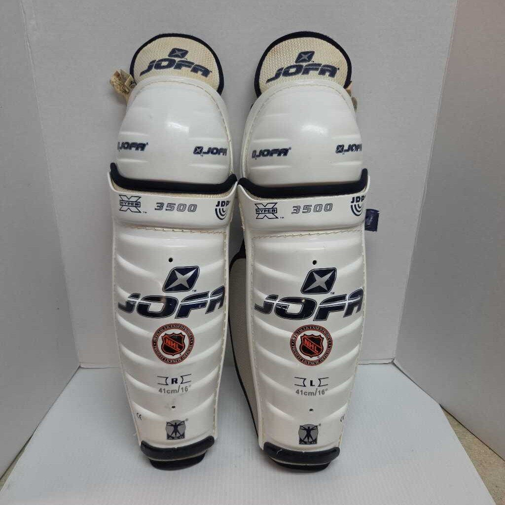 Jofa Hyper X 3500 Hockey Shinguards White Size Senior 16" Preowned