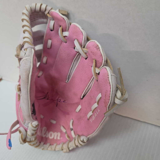 Wilson A2446 T-Ball Glove 10" Pink/White Right Hand Throw Preowned