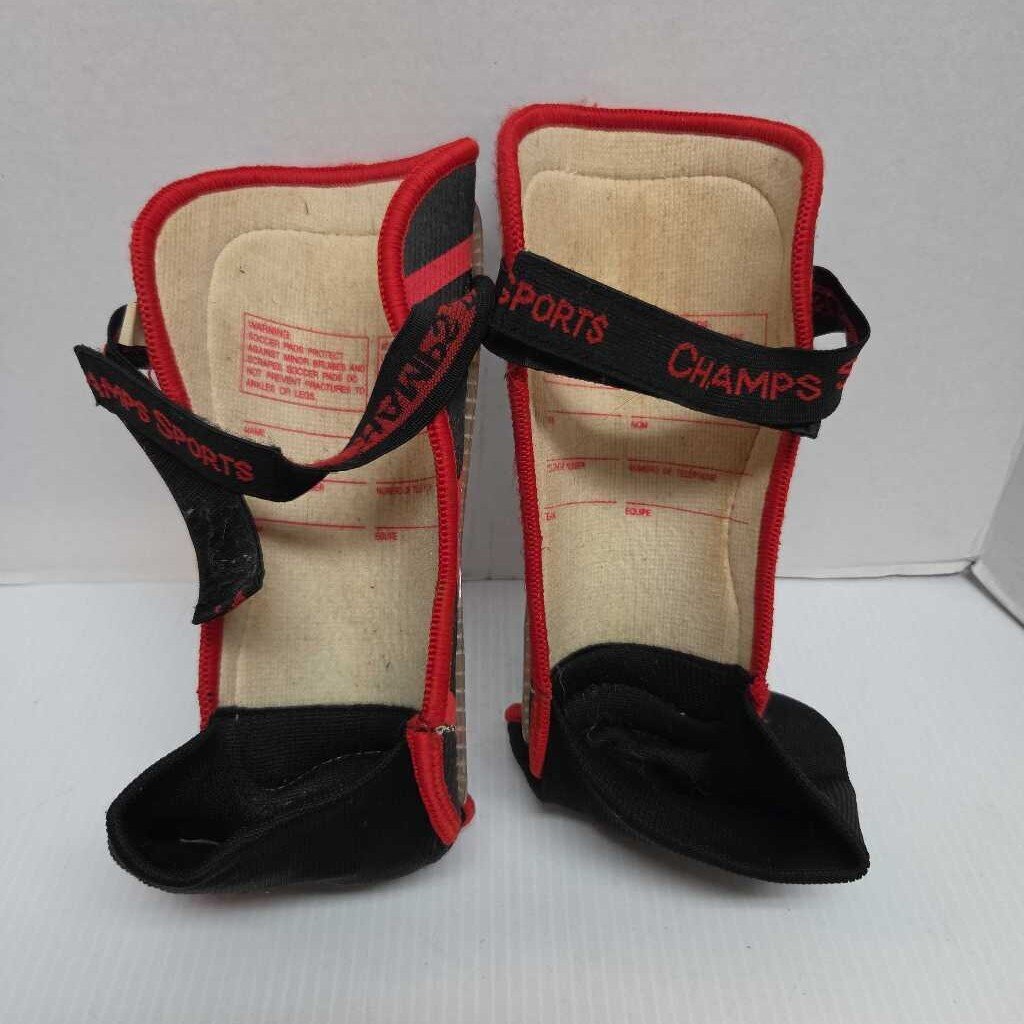 Champ Sports Soccer Shinguards Black/Red Size Adult Large Preowned