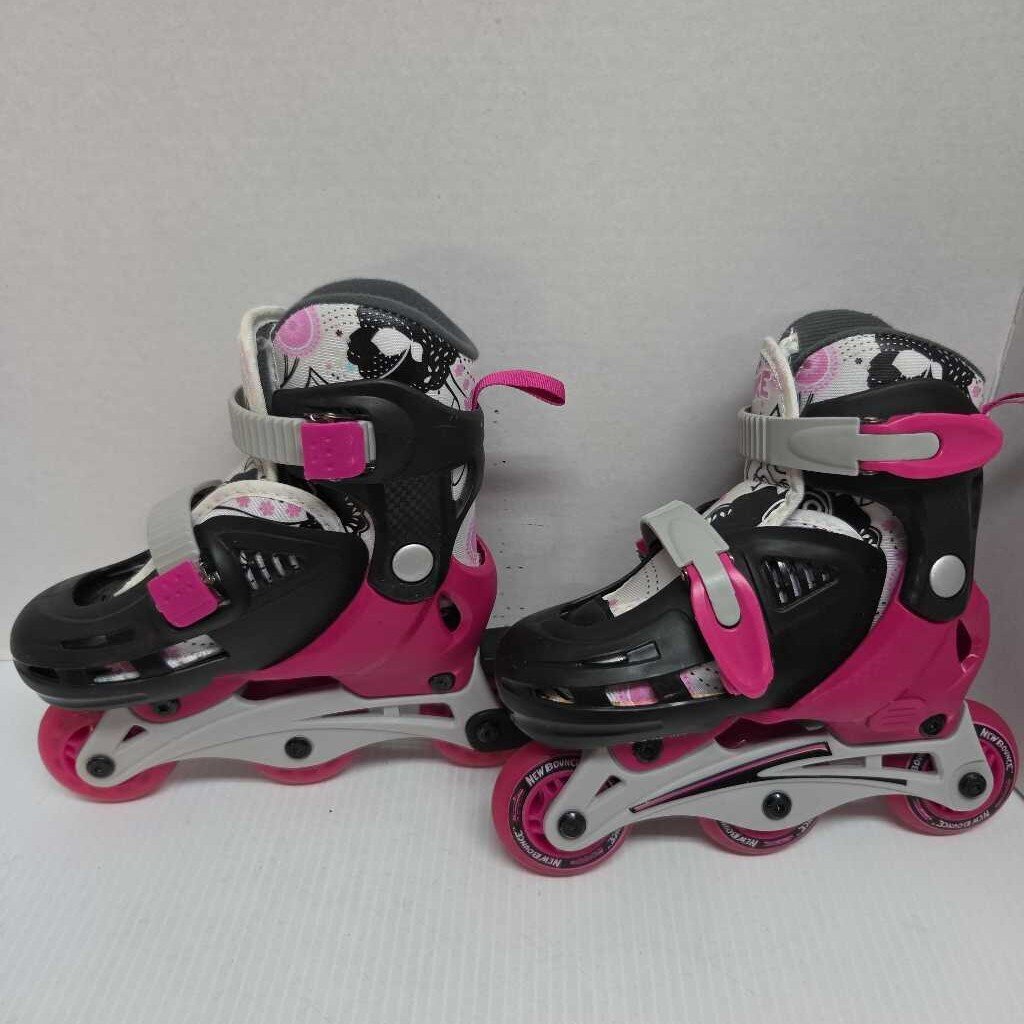New Bounce Inline Skates Black/Pink Size Y8 - Y11 Adjustable Preowned