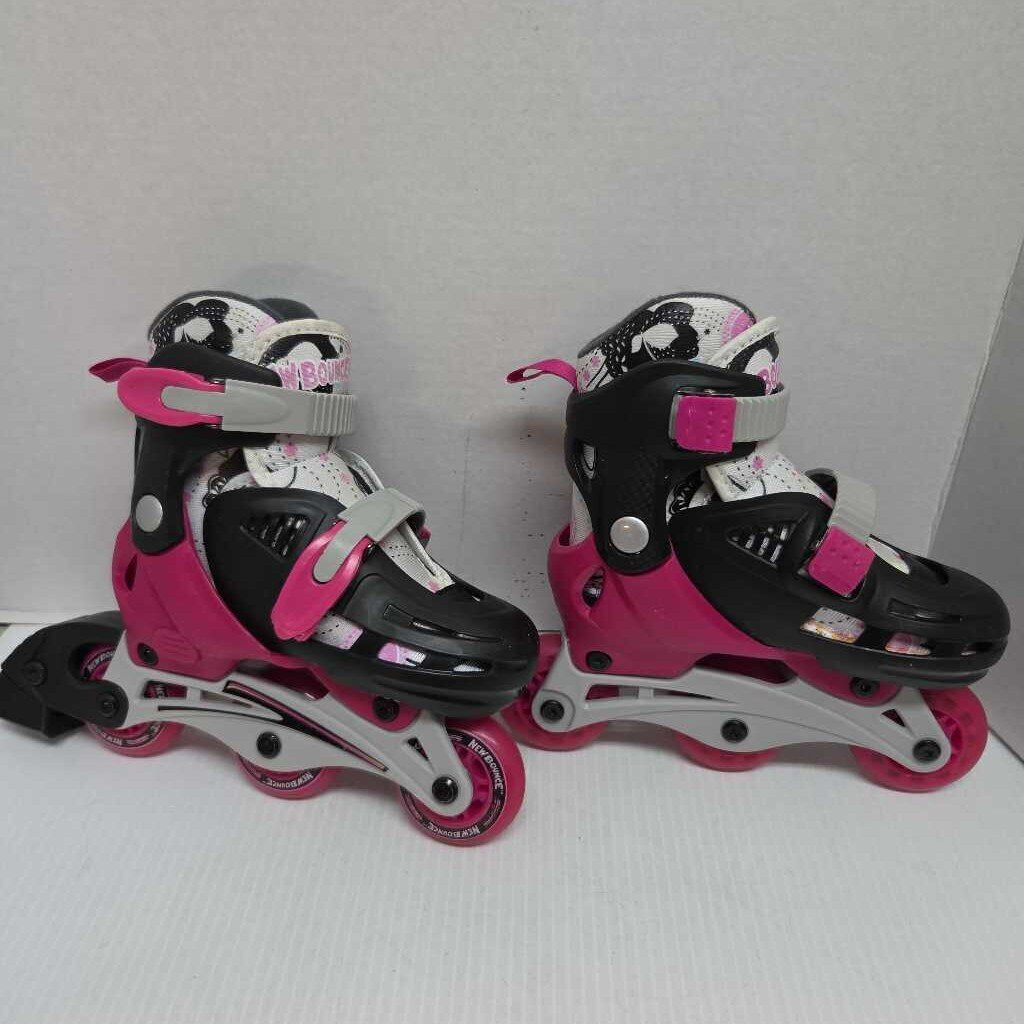 New Bounce Inline Skates Black/Pink Size Y8 - Y11 Adjustable Preowned