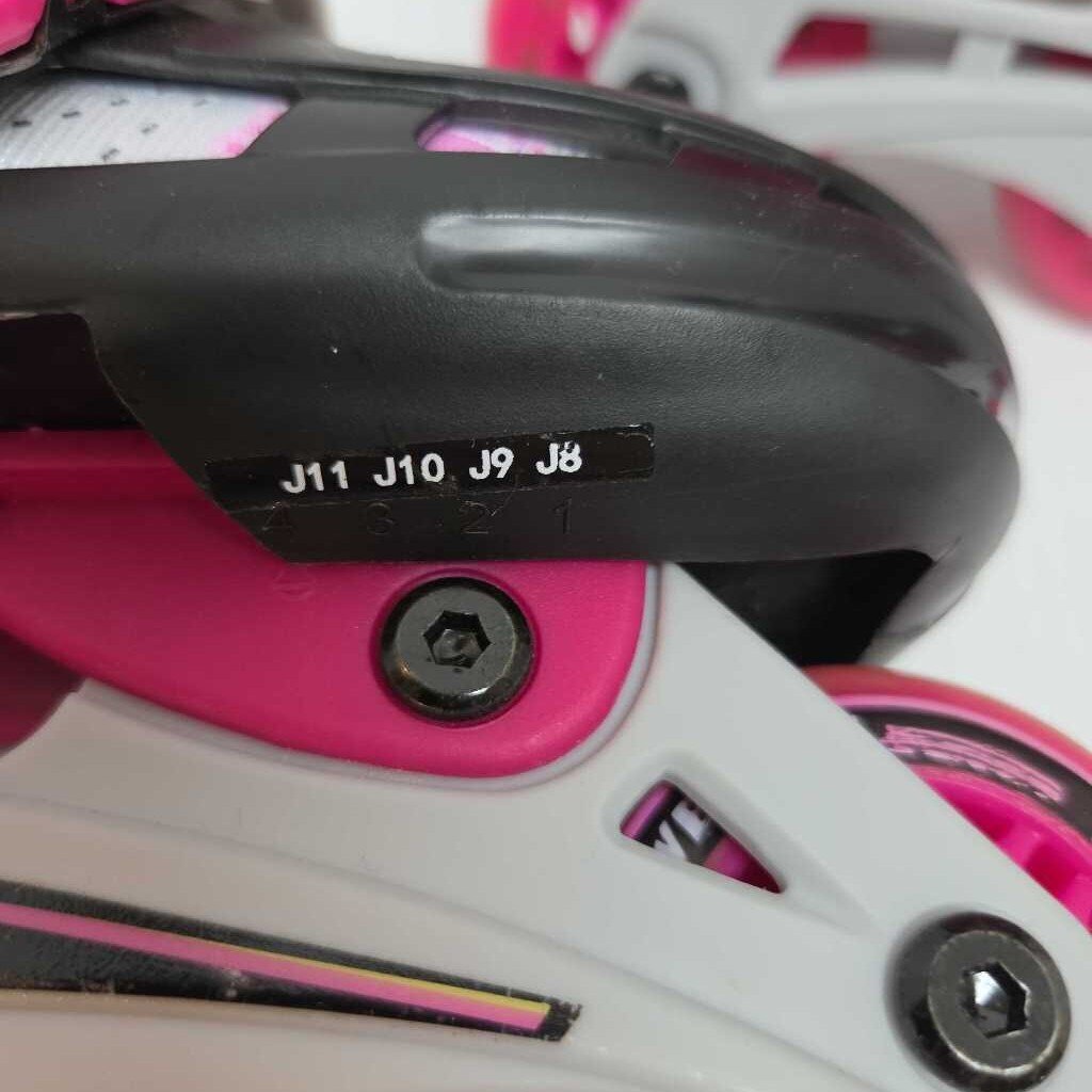 New Bounce Inline Skates Black/Pink Size Y8 - Y11 Adjustable Preowned