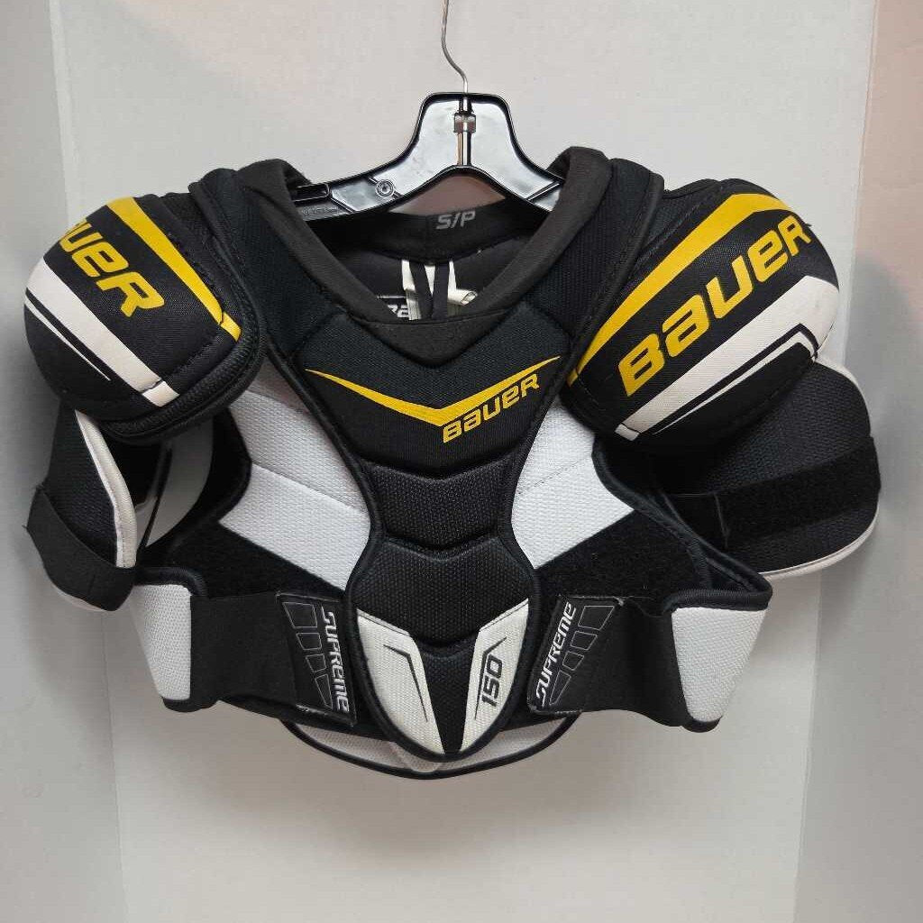 Bauer Supreme 150 Ice Hockey Shoulder Pads Black/White/Yellow Size Senior Small Preownedl