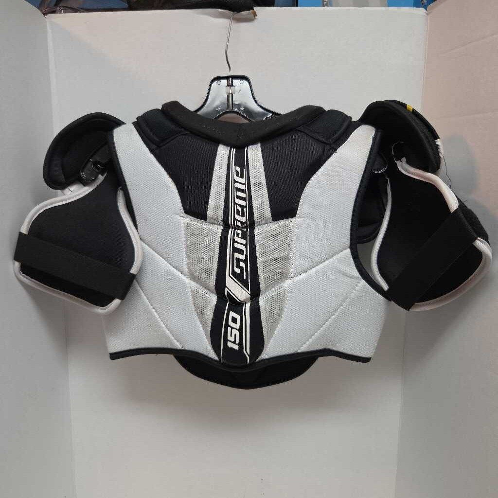 Bauer Supreme 150 Ice Hockey Shoulder Pads Black/White/Yellow Size Senior Small Preownedl