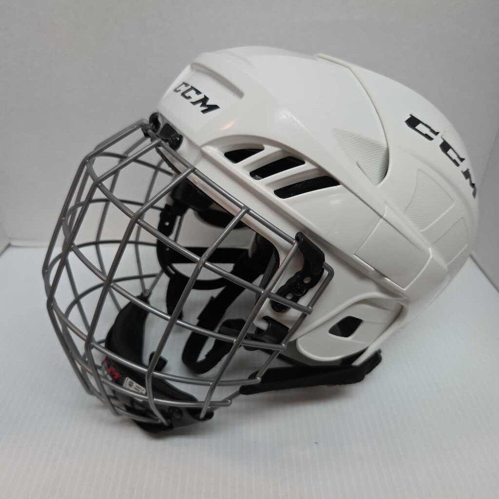 CCM FL40 Hockey Helmet Combo White Size Senior Large Preowned ( Expired Certification )