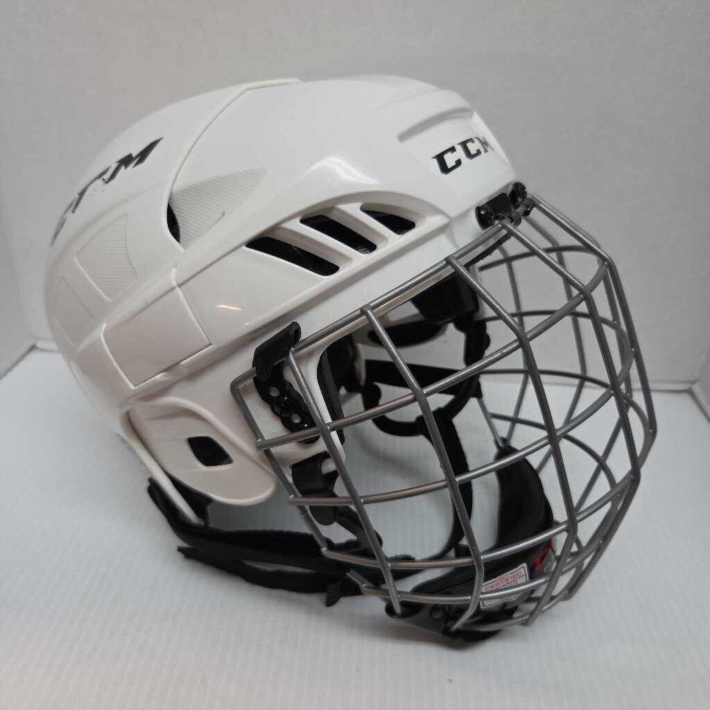 CCM FL40 Hockey Helmet Combo White Size Senior Large Preowned ( Expired Certification )