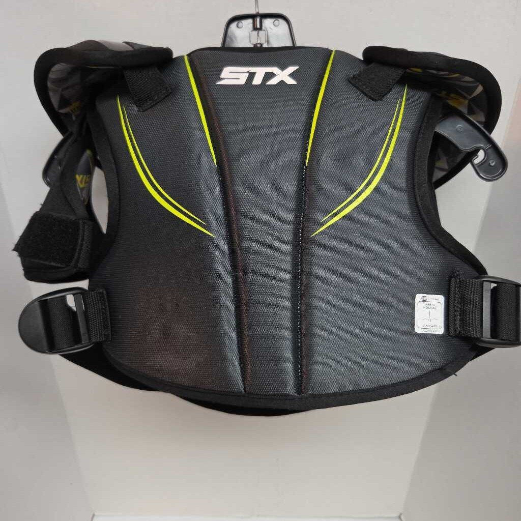 STX Stallion 200+ Lacrosse Shoulder Pads Black/Grey Size Youth Small Preowned